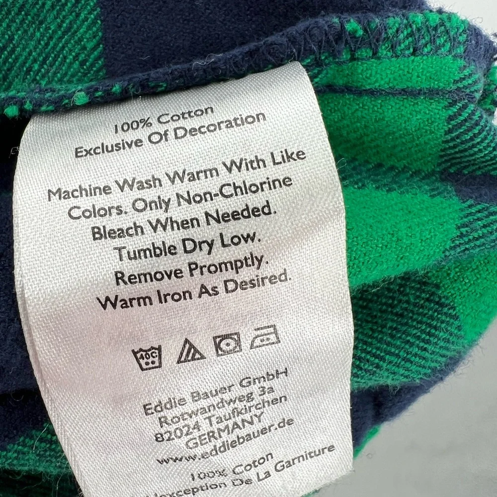 Eddie Bauer green blue plaid L pajama lounge pants cotton fall winter sleep